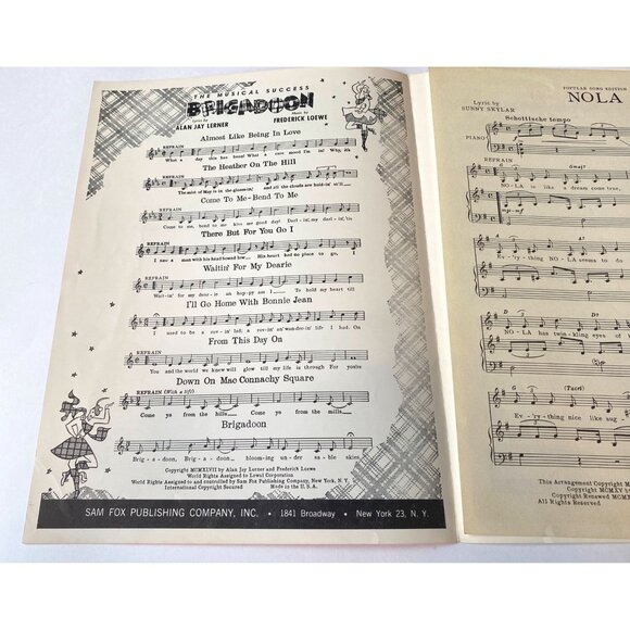 Nola Vintage Piano Solo Sheet Music Felix Arndt Sunny Skylar 1959 Sam Fox - Picture 2 of 6